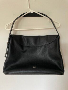 DKNY Tania Hobo Faux Leather Shoulder Bag Black w/ Adjustable Strap